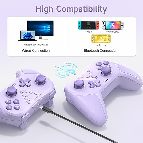 EasySMX T37 Switch Controller, Wireless Switch Pro Controller for Switch/Switch Lite/Switch OLED, Wireless Remote Gamepad with Joystick, Adjustable Dual Turbo Vibration, Ergonomic Non-Slip - Image 2