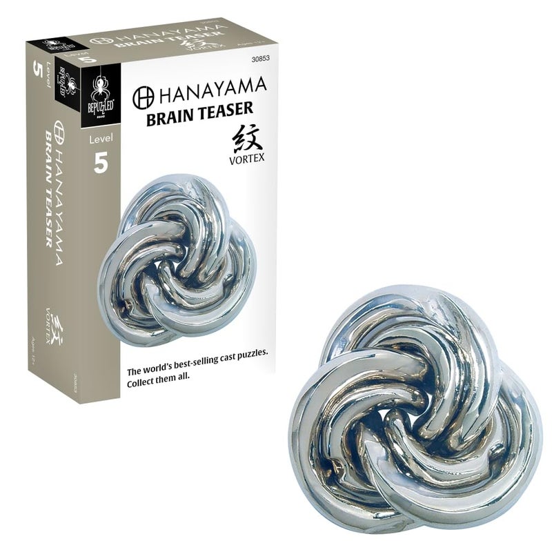 BePuzzled | Vortex Hanayama Metal Brainteaser Puzzle Mensa Rated Level 5, for Ages 12 and Up - Image 1