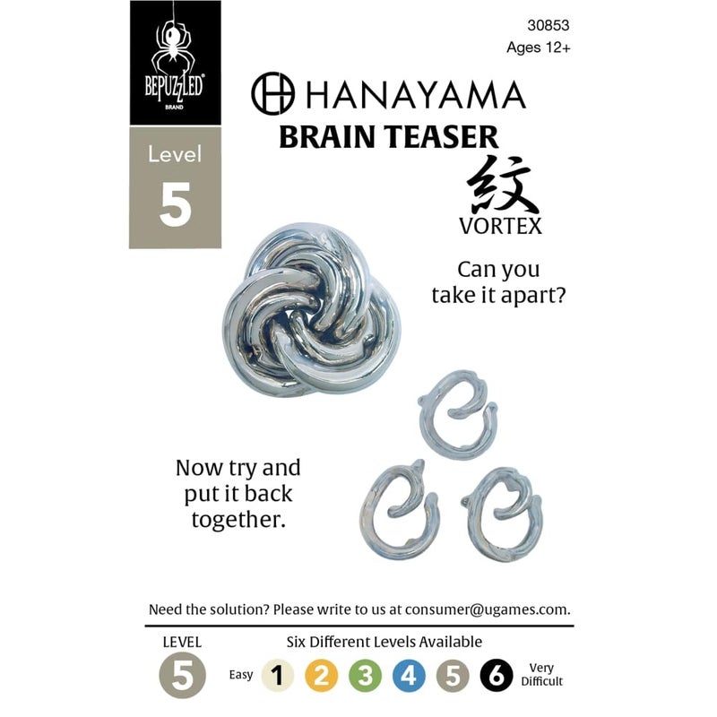 BePuzzled | Vortex Hanayama Metal Brainteaser Puzzle Mensa Rated Level 5, for Ages 12 and Up - Image 2