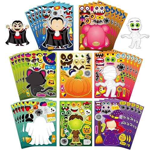 DUJAA Halloween Make a Face Stickers 40PCS - Mix and Match Character Sheets With Vampires, Witches, Mummies, Zombies, Ghosts, Monsters - Party Games - Image 1
