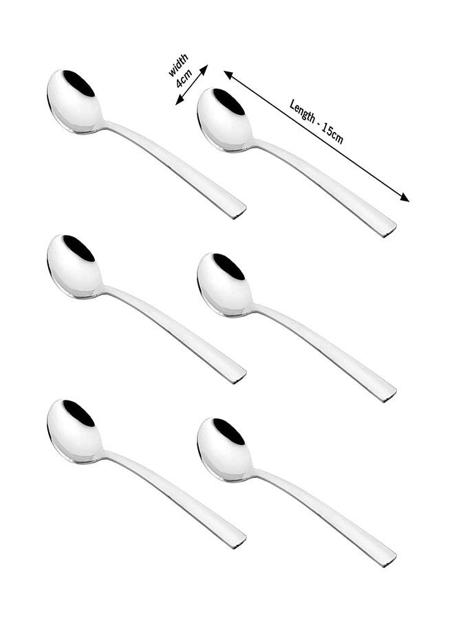 MARWALL 24 Piece Set Stainless Steel Cutlery Set, Spoon & Fork (Contains: 6 Table Spoons, 6 Tea Spoons, 6 Desert Forks, 6 Dessert Spoons), Silver - Image 3