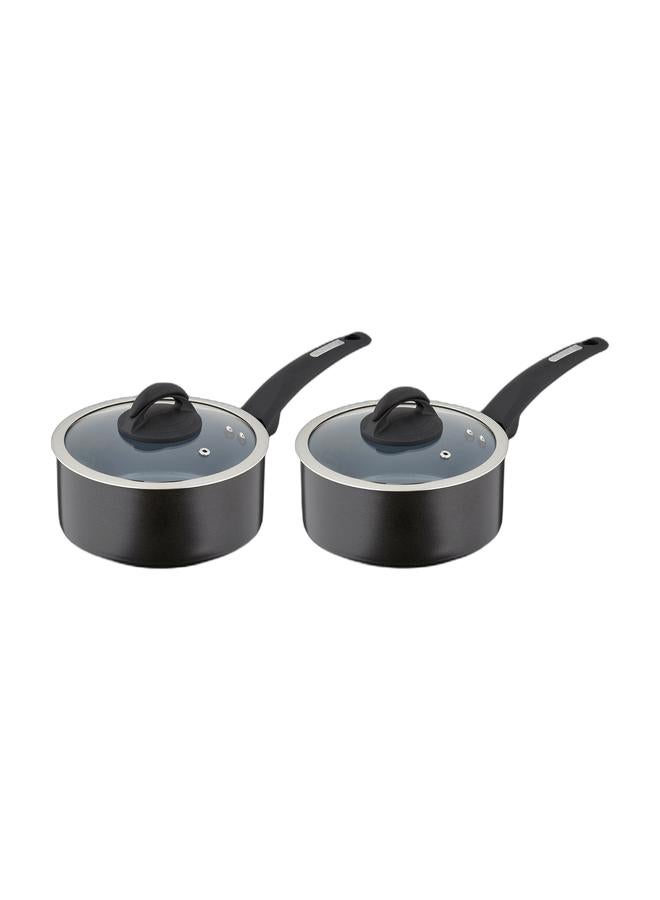 Tower Cerasure 18cm Aluminium Non-Stick Ceramic Saucepan with Tempered Glass Lid & Steam Vent | Bonded Base | PFAS PFOA PTFE Free Saucepot  | All Stovetop Compatible | Dishwasher Safe | Graphite Grey & Tower Cerasure 20cm Aluminium Non-Stick Ceramic Saucepan with Tempered Glass Lid & Steam Vent | Bonded Base | PFAS PFOA PTFE Free Saucepot  | All Stovetop Compatible | Dishwasher Safe | Graphite Grey Bundle - Image 1