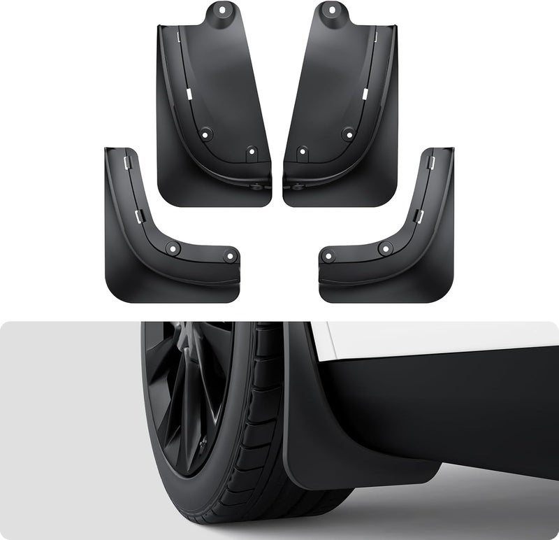 Basenor 2026 2025 Tesla Model Y Juniper Mud Flaps Splash Guards [No Drilling No Tape] All-Weather Mud Guard, Tire Protector Mudflaps for Model Y Juniper 2025 2026 (Standard, Premium & Performance) - Image 1
