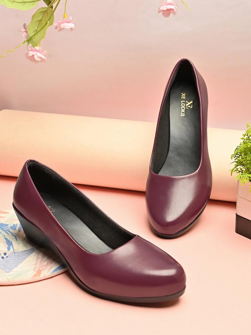 XE Looks Women’s Cherry Wedge Formal Shoes | Elegant Slip-On Design with Cushioned Footbed | Perfect for Office & Daily Wear - Image 2