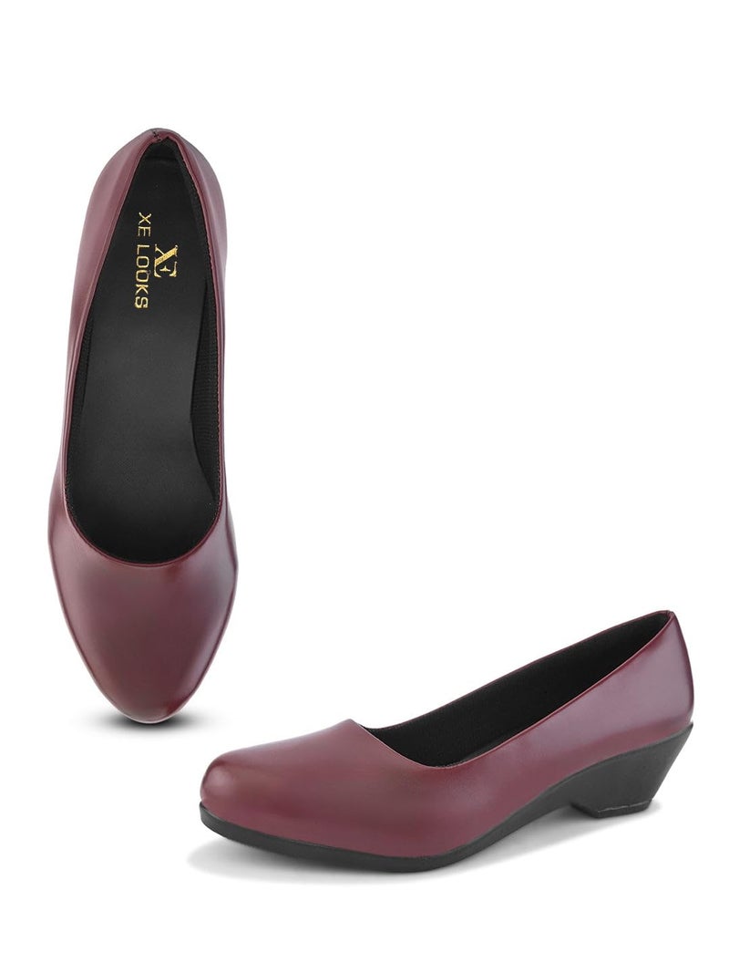 XE Looks Women’s Cherry Wedge Formal Shoes | Elegant Slip-On Design with Cushioned Footbed | Perfect for Office & Daily Wear - Image 5