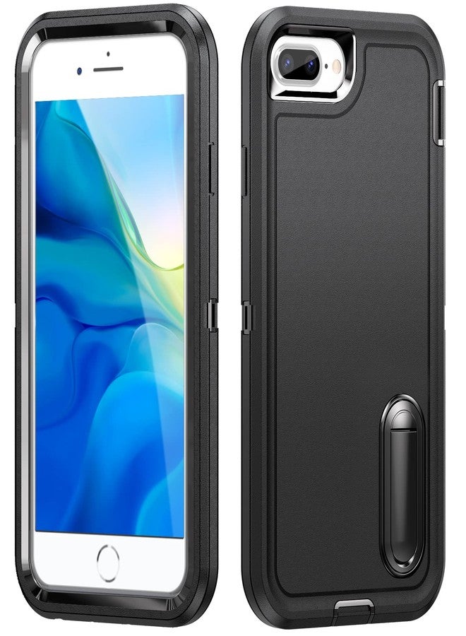 اي دي ويل جراب IDwel لهواتف iPhone 8 Plus/7 Plus/6S Plus/6 Plus مع مسند، حماية فائقة، مقاوم للصدمات والخدوش، تصميم نحيف، أسود - Image 3