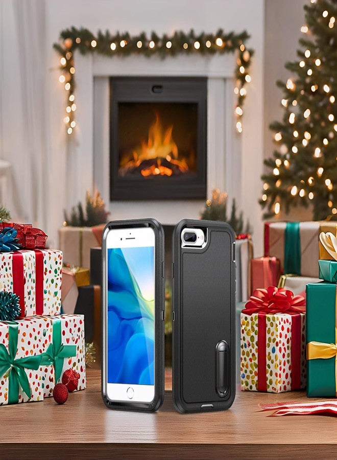 اي دي ويل جراب IDwel لهواتف iPhone 8 Plus/7 Plus/6S Plus/6 Plus مع مسند، حماية فائقة، مقاوم للصدمات والخدوش، تصميم نحيف، أسود - Image 2