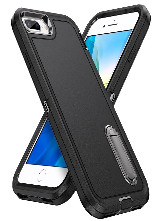 اي دي ويل جراب IDwel لهواتف iPhone 8 Plus/7 Plus/6S Plus/6 Plus مع مسند، حماية فائقة، مقاوم للصدمات والخدوش، تصميم نحيف، أسود - Image 1