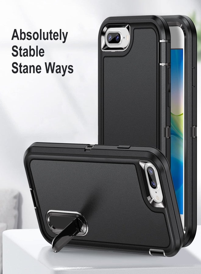 اي دي ويل جراب IDwel لهواتف iPhone 8 Plus/7 Plus/6S Plus/6 Plus مع مسند، حماية فائقة، مقاوم للصدمات والخدوش، تصميم نحيف، أسود - Image 4