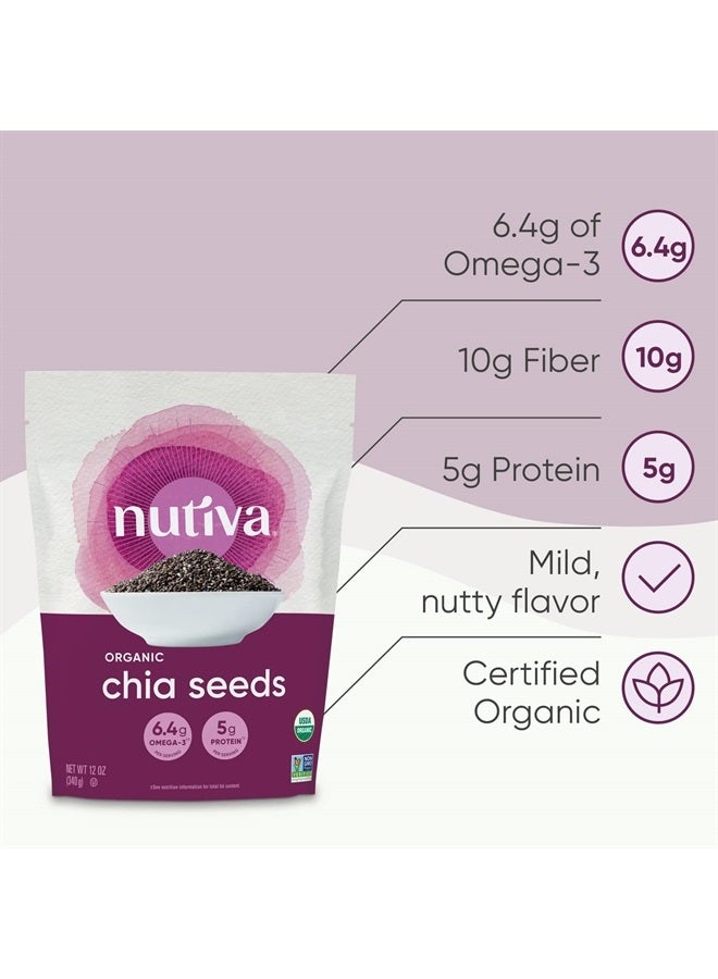 Nutiva Organic Premium Raw Black Chia Seeds, 12 Oz, USDA Organic, Non-GMO, Whole 30 Approved, Vegan, Gluten-Free & Keto, Nutrient-Dense Seeds with 3g Protein & 5g Fiber for Salads, Yogurt & Smoothies - Image 3