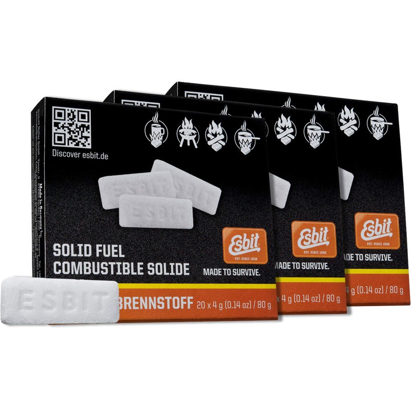 Esbit 4g Solid Fuel Tablets for Backpacking & Camping Stoves & Grills, 1300-Degree Smokeless Emergency Fire Starter Squares, 60 Pack - Image 1