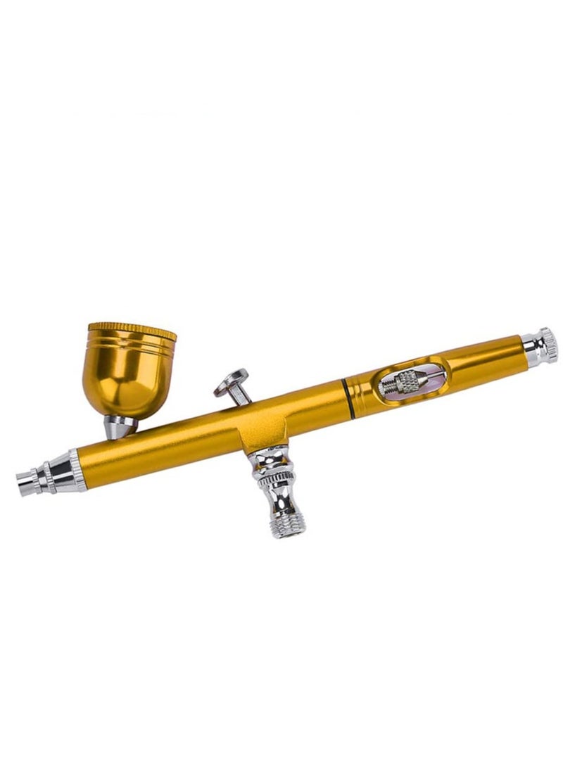SYOSI Airbrush Kit 0.3mm Gravity Feed Airbrush Gun  Air Compressor Brush Spray Dropper + Wrench Spray Modeling Toolfor Art Paint Nail Beauty Makeup Painting Cake Decoration Yellow  - Image 1