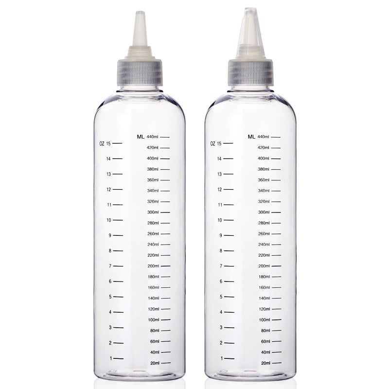 Segbeauty 169oz Hair Dye Bottles 2Pcs 500ml Refillable Measured Hair Color Applicator Bottles Clear Hair Color Squeeze Bottle with Graduated Scale PET Twist Top Cap Tip Plastic Empty Dyeing Tool
