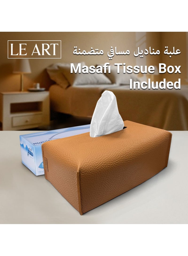 LeArt Leather Tissue Box Cover – Elegant Tissue Box Holder for Office Car Hotel Home Decor | Living Room Bedroom Bathroom | Facial Tissue Holder, Car Tissue Box Holder (Caramel) - Image 3