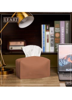 LeArt Leather Tissue Box Cover – Home Decorations for Living Room, Bedroom and Office | Car Tissue Holder | Tissue Holder | Tissue Box Holder for Car | Tissue Box Cover for Car (Caramel)  - Image 2
