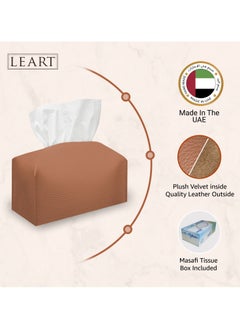 LeArt Leather Tissue Box Cover – Home Decorations for Living Room, Bedroom and Office | Car Tissue Holder | Tissue Holder | Tissue Box Holder for Car | Tissue Box Cover for Car (Caramel)  - Image 3