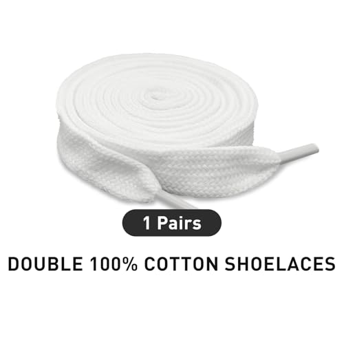 NDTEZUGT Fat Athletic Shoelaces for Vans Knu Skool Classic Skate Shoes, 5/8"(15mm) Wide Cotton Chunky Big Thick Replacement Laces (White, 54"/140cm) - Image 2