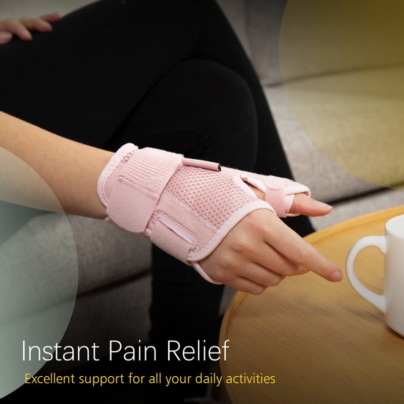 BraceUP Thumb Splint Brace Right Left Hand Women and Men, Spica Splint, CMC Thumb Brace with Thumb Support, for Arthritis, Tendonitis, Carpal Tunnel Pain Relief and Thumb Sprain (Pink) - Image 2