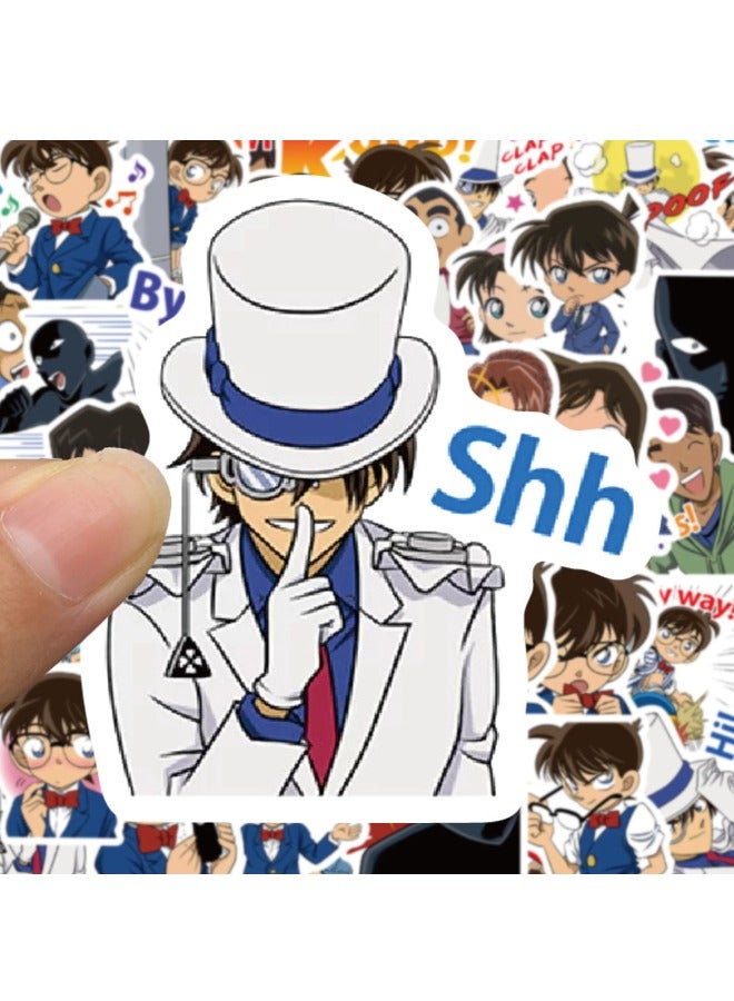 50 قطعة من ملصقات الرسوم المتحركة المحقق كونان، ملصقات كرتونية غير متكررة مقاومة للماء للكمبيوتر المحمول، لوح التزلج، زجاجات المياه، الكمبيوتر، الهاتف، الجيتار، ملصقات للأطفال والمراهقين والبالغين - Image 5