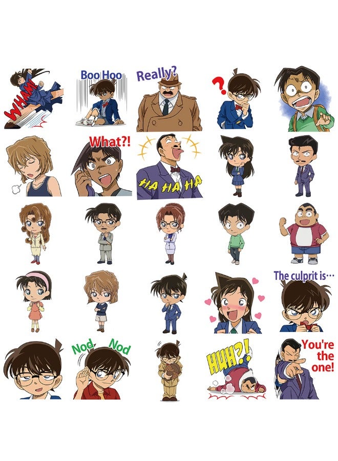 50 قطعة من ملصقات الرسوم المتحركة المحقق كونان، ملصقات كرتونية غير متكررة مقاومة للماء للكمبيوتر المحمول، لوح التزلج، زجاجات المياه، الكمبيوتر، الهاتف، الجيتار، ملصقات للأطفال والمراهقين والبالغين - Image 3