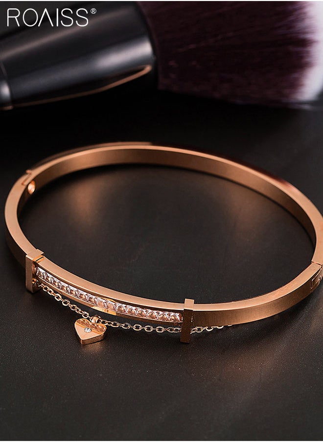 roaiss - Women's Alloy Strap Bracelet Watch Analog Display Round Dial Quartz Watch with Bracelets and Rhinestones Decoration Elegant 3 Pieces Watch Set as Gift for Women Rose Gold - Image 1