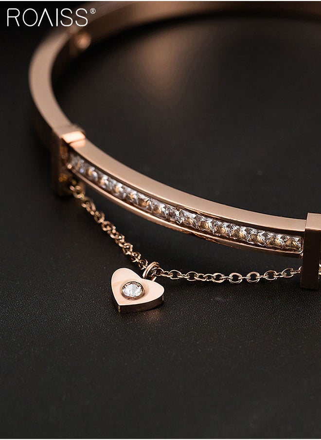 roaiss - Women's Alloy Strap Bracelet Watch Analog Display Round Dial Quartz Watch with Bracelets and Rhinestones Decoration Elegant 3 Pieces Watch Set as Gift for Women Rose Gold - Image 1