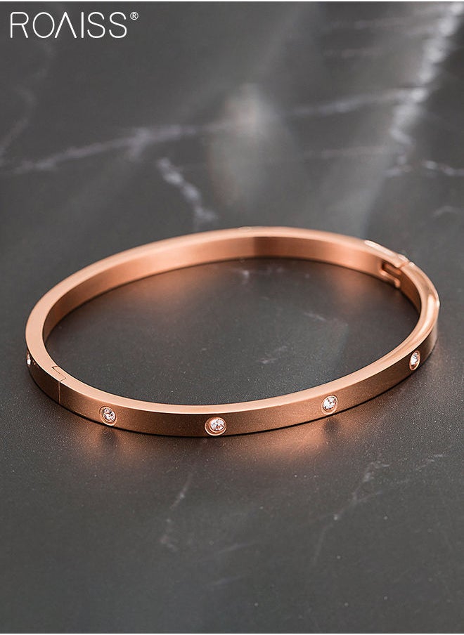 roaiss - Women's Alloy Strap Bracelet Watch Analog Display Round Dial Quartz Watch with Bracelets and Rhinestones Decoration Elegant 3 Pieces Watch Set as Gift for Women Rose Gold - Image 1
