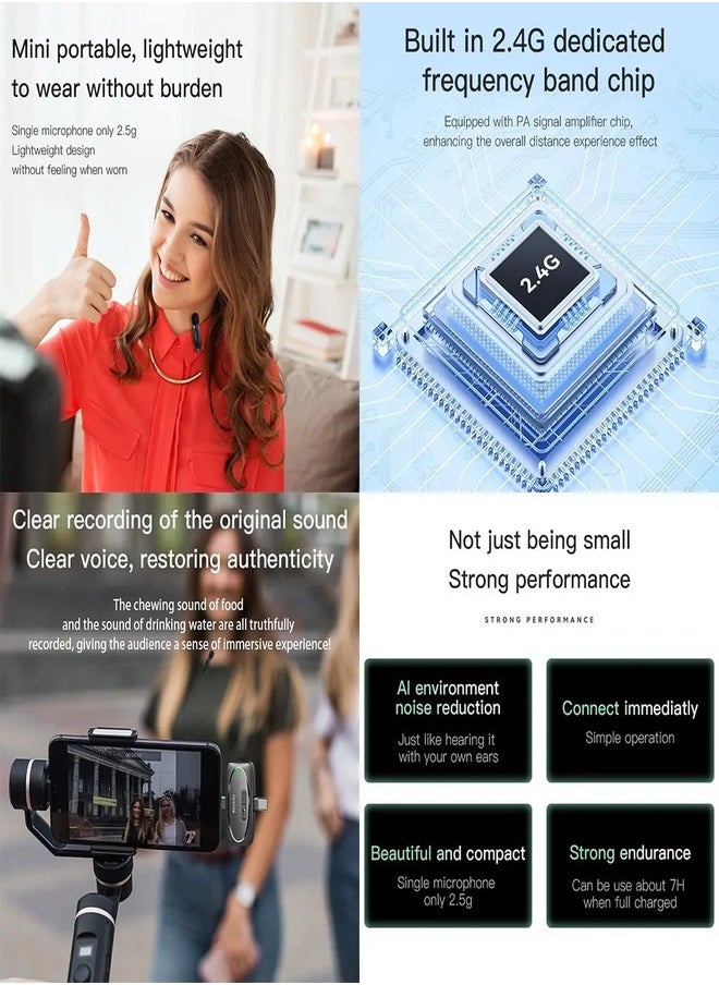 يسيدو ميكروفون لاسلكي مزدوج، موصل Lightning، Yesido KR14 أسود  - Image 5