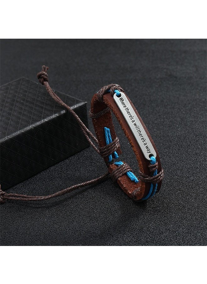 Beyond Cowhide Leather Bracelet, Genuine Mens Twine Rope Pulling Bracelet (Brown)  - Image 4