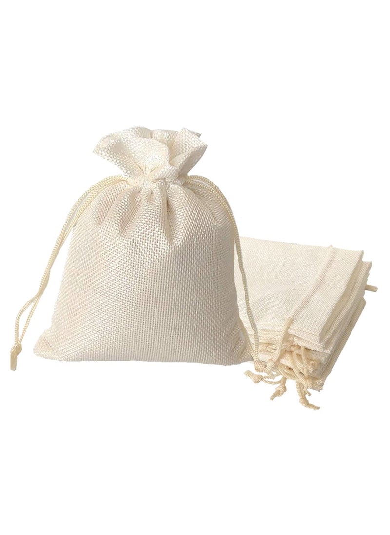 Lifekrafts Lifekrafts Cream White Jute Linen Pouches Birthday and Party Favour Bags Potlis for Functions, Baby Showers, Candy Bags Size-25x25 cm (Pack of 70)  - Image 1