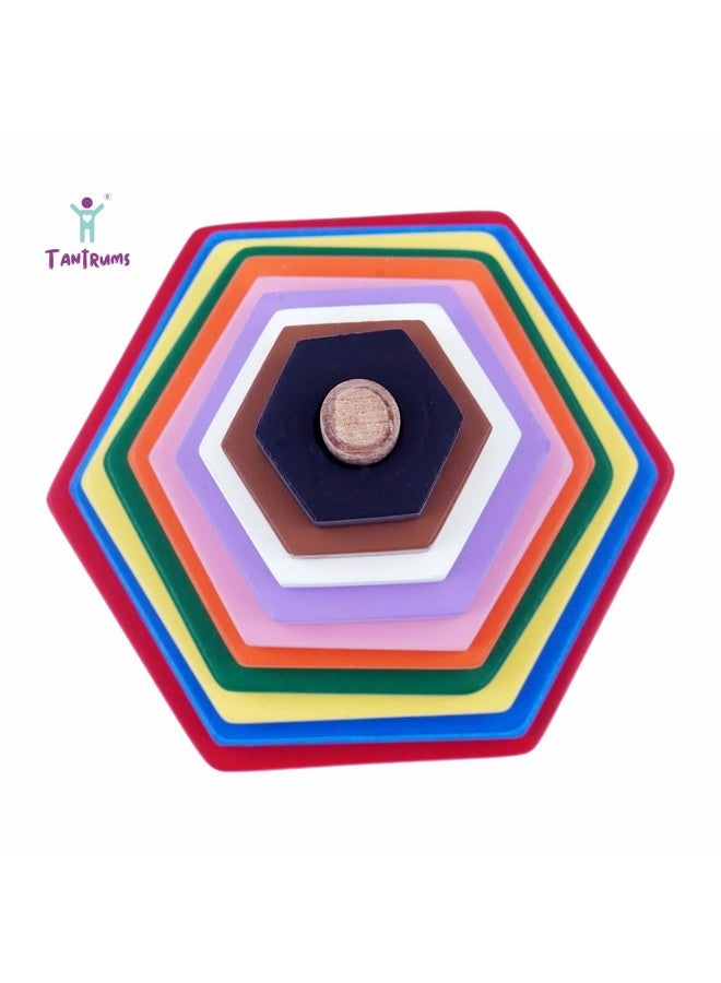 Tantrums Preschool Wooden Building Blocks Graded Tower Puzzle for Kids to Develop Eye Coordination | Fun Learning Toy |Puzzle for Concentration (Multicolour Single) (Hexagone),1 Piece - Image 2