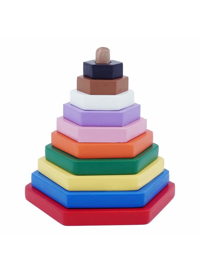 Tantrums Preschool Wooden Building Blocks Graded Tower Puzzle for Kids to Develop Eye Coordination | Fun Learning Toy |Puzzle for Concentration (Multicolour Single) (Hexagone),1 Piece - Image 1