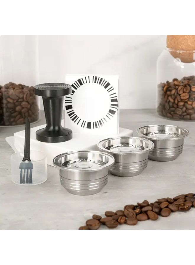 Stainless Steel Reusable Coffee Capsules For VertuoLine Plus Next And Pop 2 Pcs Capsules And 1 Pcs Tamper Set Dishwasher Safe With Precision Filter For Rich Smooth Brew - Image 1