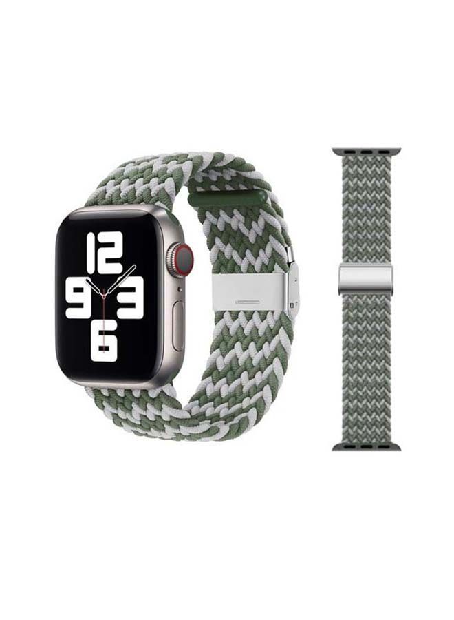 نيبمينينت سوار مضفر بحلقة واحدة قابل للتعديل لساعة أبل ووتش سيريس ‎6/SE/5/4/3/2/1 أخضر ورمادي - Image 1