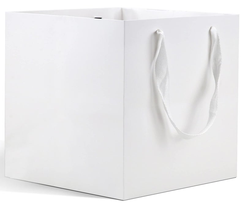 Huaprint Large White Paper Gift Bags With Handles 12 Pack 12X12X12Inch Square Wedding Gift Bags Shopping Merchandise Bags Party Favor Bags Birthday Goodie Craft Retail Candy Cookie Take Out Bags - Image 1
