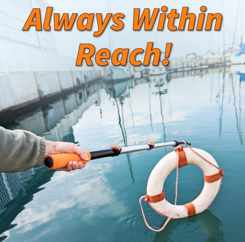 EXTEND-A-REACH Telescoping Boat Hook Pole for Docking // 5-12 ft Extension Push Pole for Boating // Aluminium Dock Pole with Hook // Multi-Purpose Telescopic Pole: Non-Slip, Durable, Floating, Lightweight & Sturdy - Image 5