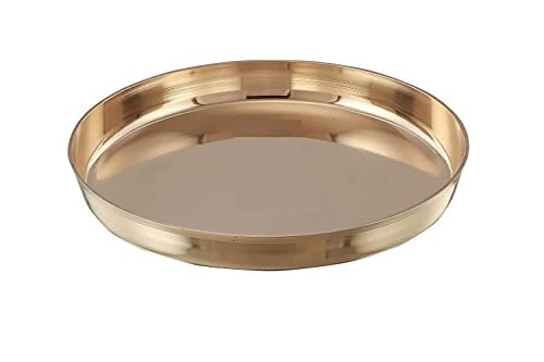RewariCraft Dinner Set thali Bronze Plates Handmade Approx 990 Gm Single Item Weight 12 Inch Bronze Kansa Thali Set of (1) - Image 1