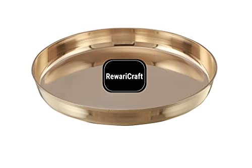 RewariCraft Dinner Set thali Bronze Plates Handmade Approx 990 Gm Single Item Weight 12 Inch Bronze Kansa Thali Set of (1) - Image 3