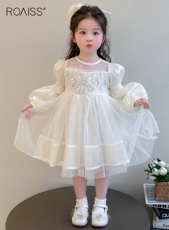 رويس فستان تول للفتيات الصغيرات مع غطاء رأس على شكل فيونكة، فستان أنيق بقصّة A مع سحاب خلفي، فستان بأكمام منفوشة ورقبة دائرية، فستان أميرة أنيق للفتيات، مناسب لحفلات أعياد الميلاد، جلسات التصوير أو أي مناسبة خاصة - Image 2