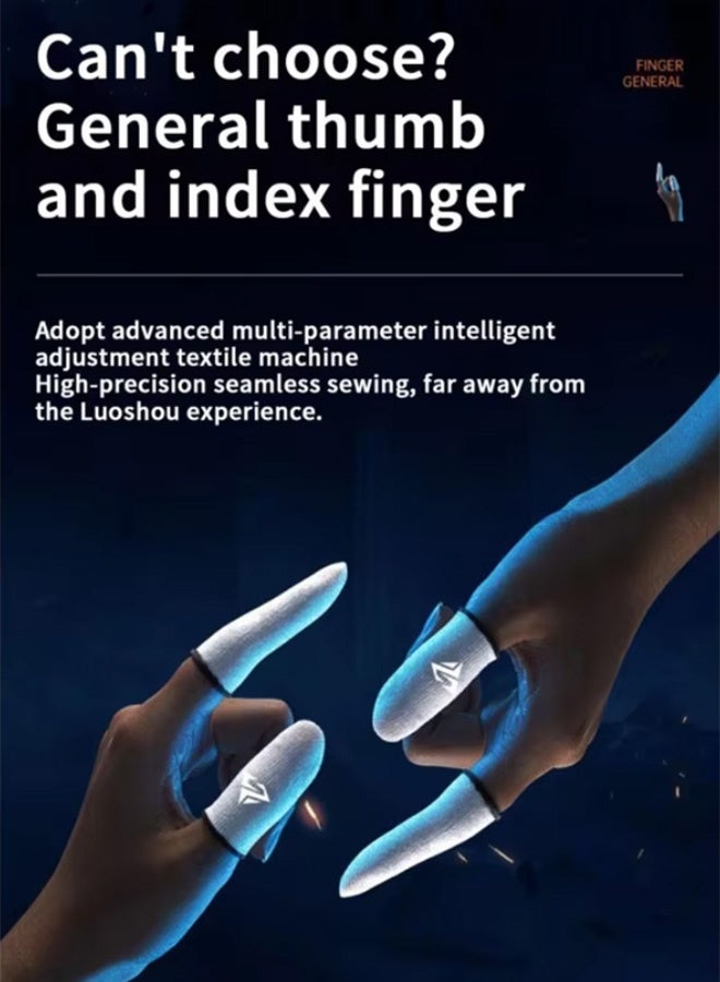 PCOMORE 2 Pairs Finger Sleeves Finger Gloves for Mobile Gaming – Touchscreen High Sensitivity Thumb Sleeves – Anti-Sweat Breathable Silver Fiber Seamless Gaming Gloves for PUBG, COD, Fortnite - Image 2