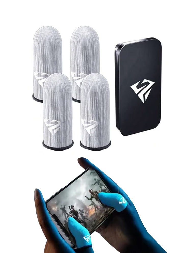 PCOMORE 2 Pairs Finger Sleeves Finger Gloves for Mobile Gaming – Touchscreen High Sensitivity Thumb Sleeves – Anti-Sweat Breathable Silver Fiber Seamless Gaming Gloves for PUBG, COD, Fortnite - Image 1