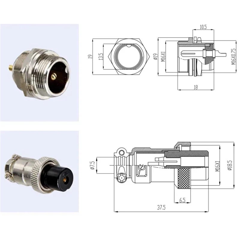 3P Male Female Aviation Connector Socket 4 Pin 1 2 Cores Copper Thread Nut Welding - Image 4