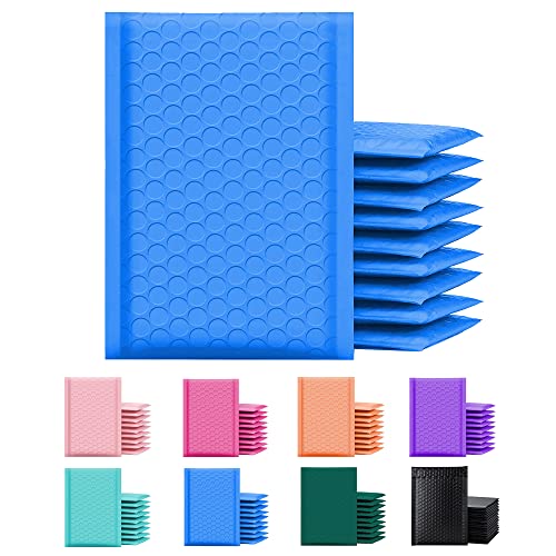 Yens Poly Bubble Mailers 4x8 50 Pack Blue Waterproof Self Seal Adhesive Shipping Bags, Cushioning Padded Envelopes for Shipping, Mailing, Packaging Usable 4x7 - Image 1