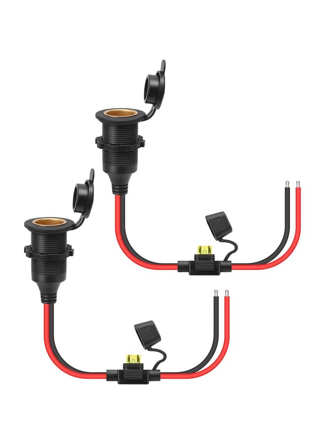 12V/24V Fixable Automotive Cigarette Lighter Socket with Extension Cord, 2.5 Sq. Cable Tinned Tail End for Replacement or DIY Replacement DC Power Socket (Size : 100Cm) - Image 1
