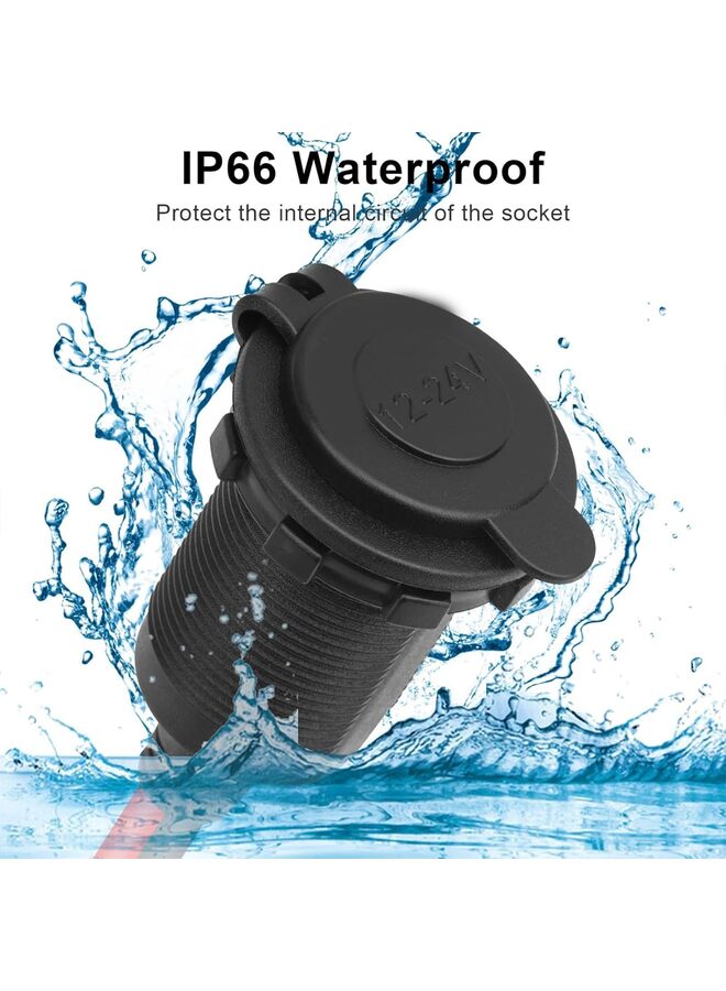 12V/24V Fixable Automotive Cigarette Lighter Socket with Extension Cord, 2.5 Sq. Cable Tinned Tail End for Replacement or DIY Replacement DC Power Socket (Size : 100Cm) - Image 2