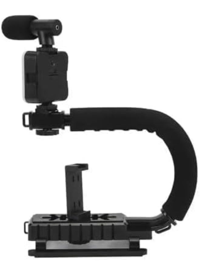 عدة فلوجنج لتصوير اليوتيوب للهواتف المحمولة والكاميرات مع ضوء LED، ميكروفون شوتجن، حامل هاتف وحامل ثلاثي قابل للتمديد – مثبت يدوي للتصوير الخارجي - Image 1