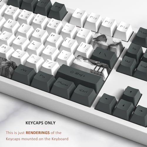 MOLGRIA Ink Lotus Keycaps, 140 Set Custom Key caps for Gaming Keyboard, PBT OEM Profile Dye Sublimation Keycaps ANSI/ISO Layout with Japanese Font for Gateron Kailh Cherry MX 104/87/74/61 60 Keyboard - Image 4