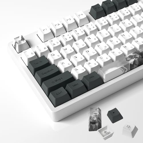 MOLGRIA Ink Lotus Keycaps, 140 Set Custom Key caps for Gaming Keyboard, PBT OEM Profile Dye Sublimation Keycaps ANSI/ISO Layout with Japanese Font for Gateron Kailh Cherry MX 104/87/74/61 60 Keyboard - Image 1