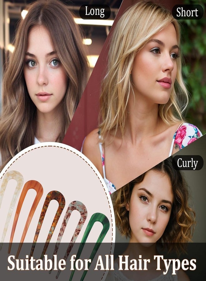 Melodio 5PCS French U-Shaped Hair Pins for Women, Tortoise Shell Hair Forks for Thick Hair, Elegant Bun & Updo Styling Accessories, Durable Plastic Hair Sticks - Image 3