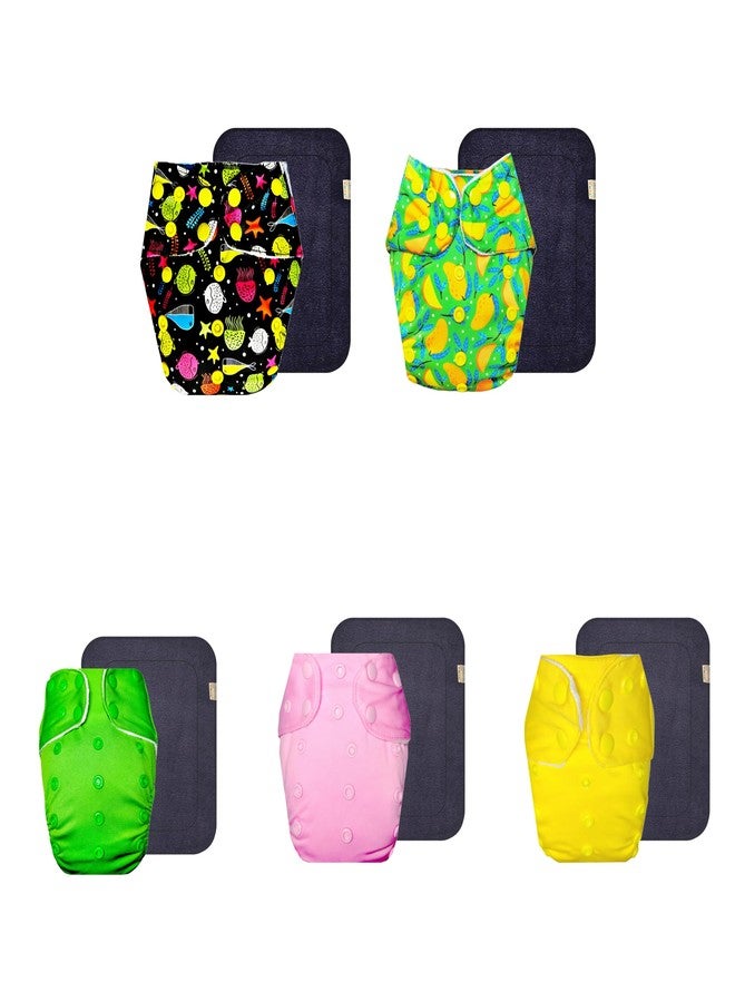 Dumbledo Premium Cloth Diaper with Black Insert (Pack of 5) | Snug Fit | Breathable | Easy to Clean | Everyday Diapering Essential | 3 Months - 3 Years | Unisex Baby - Image 1